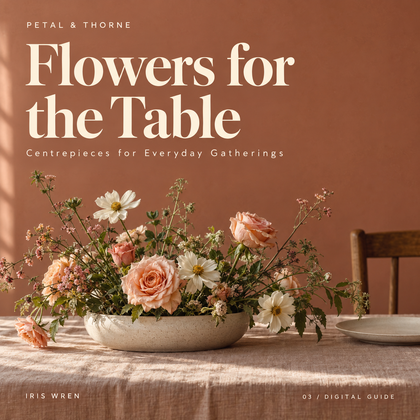 Cover of Flowers for the Table, an English digital flower guide for PETAL & THORNE.